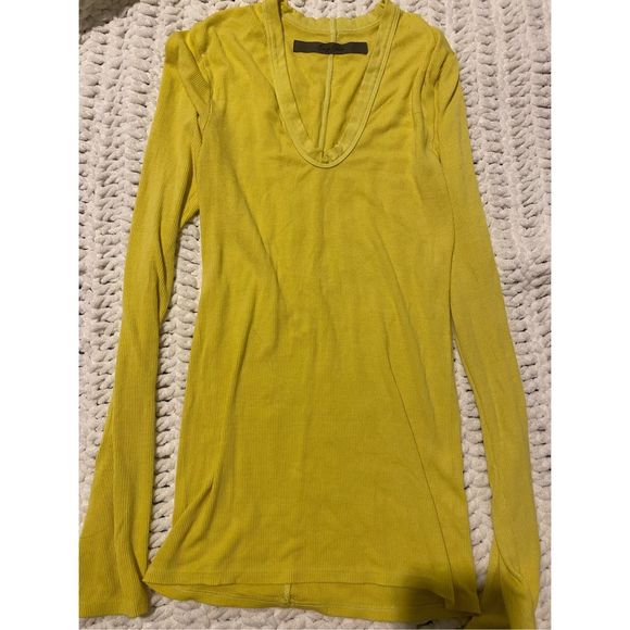 ENZA COSTA Knit Long Sleeve Fitted U Top in Acid $225 - Picture 5 of 7